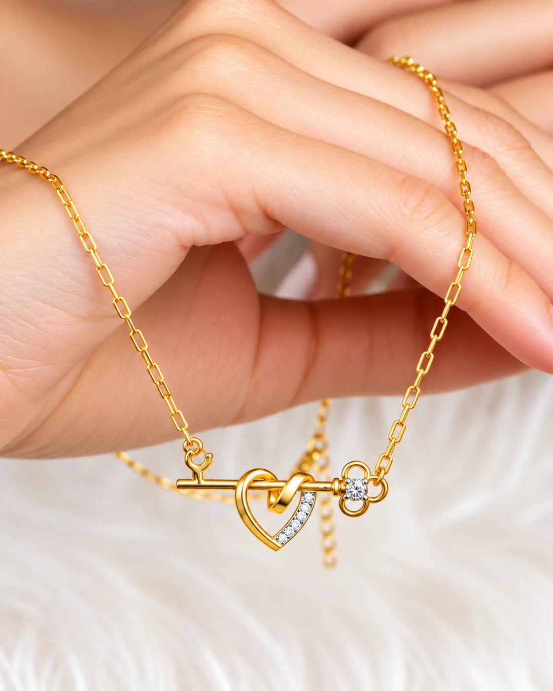Heart & Key Pendant | Gold Plated