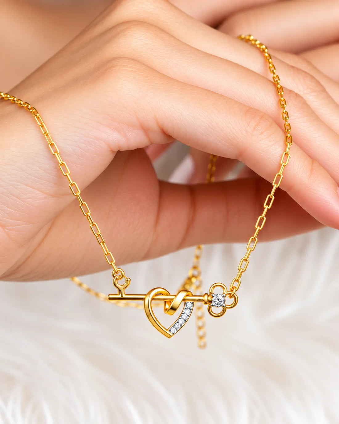Heart & Key Pendant | Gold Plated