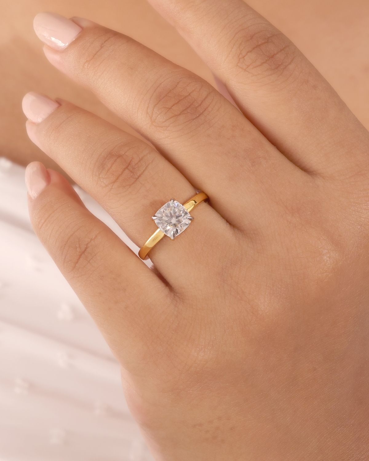 2ct Cushion moissanite diamond ring