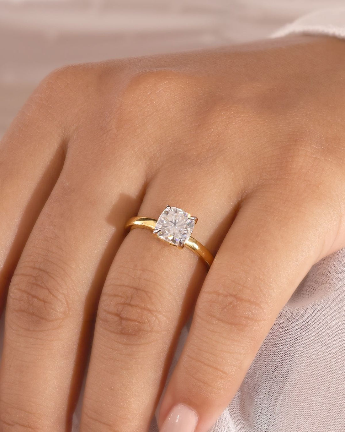 2ct Cushion moissanite diamond ring