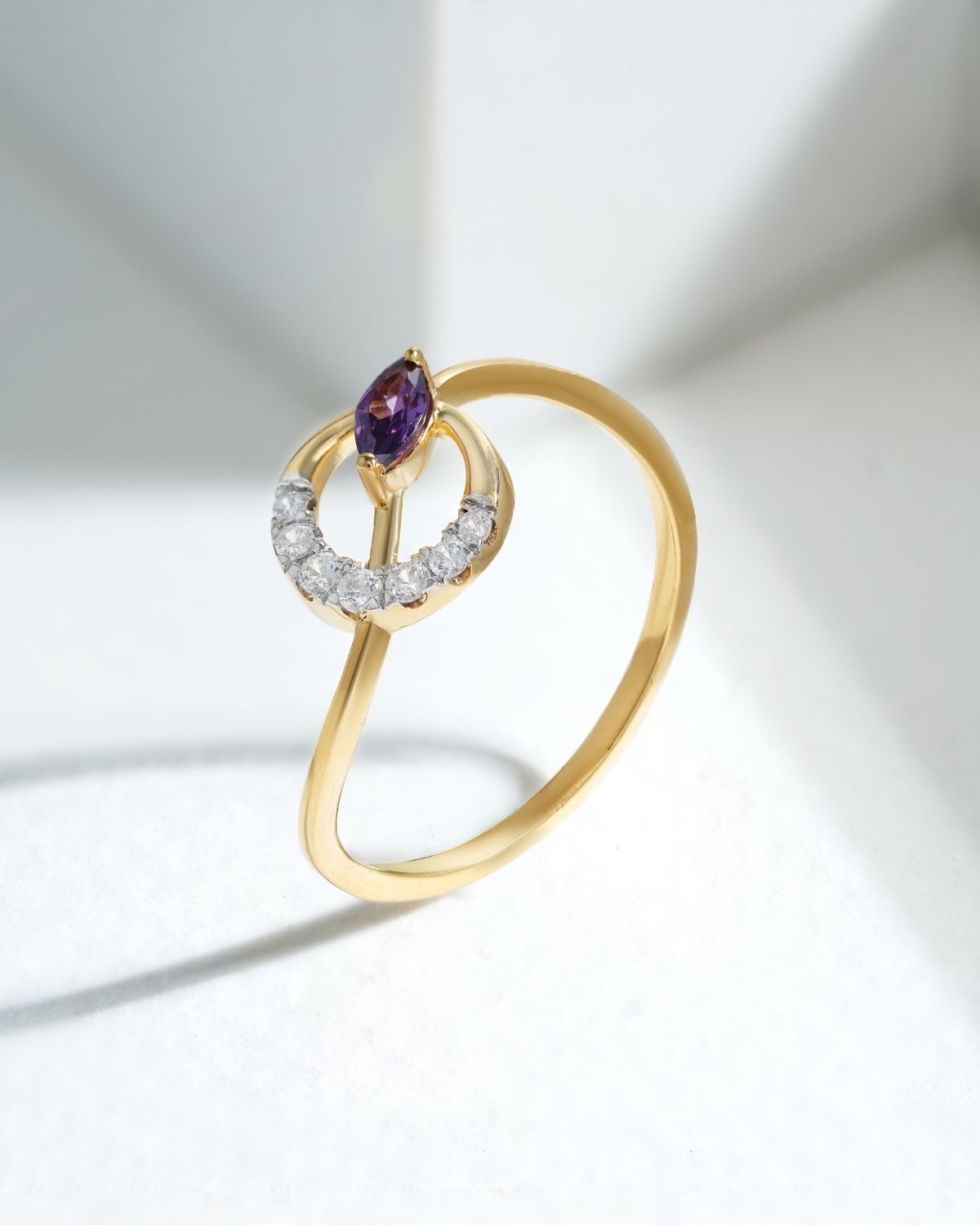 Amethyst Marquise Crescent Ring | Gold Vermeil