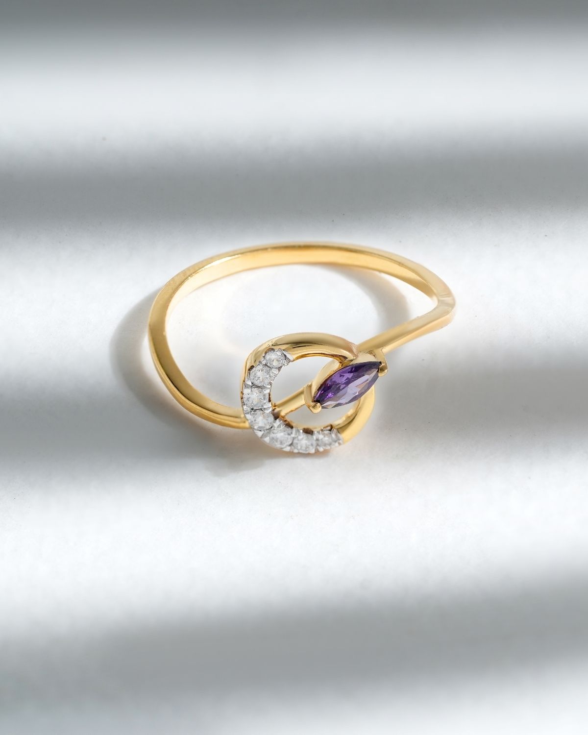 Amethyst Marquise Crescent Ring | Gold Vermeil