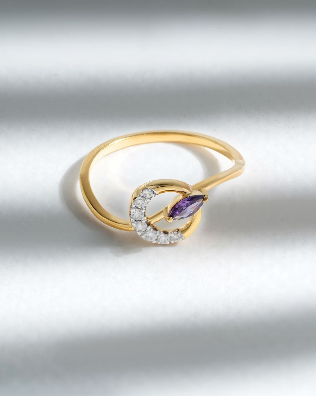 Amethyst Marquise Crescent Ring | Gold Vermeil