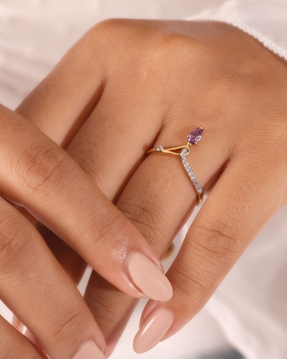 Asymmetric Pear Ring | Gold Vermeil