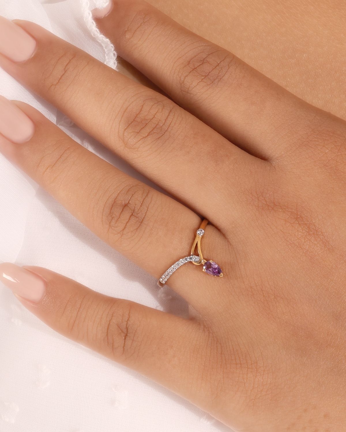 Asymmetric Pear Ring | Gold Vermeil