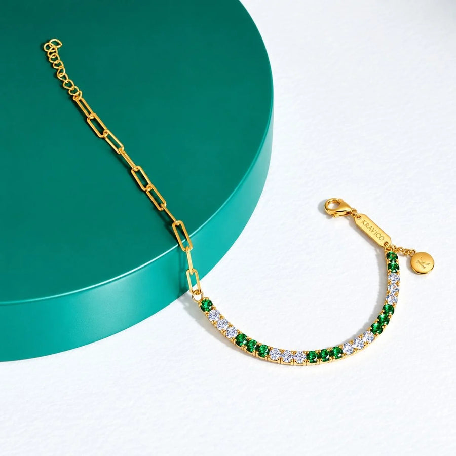 White & Green Fushion Vermeil bracelet