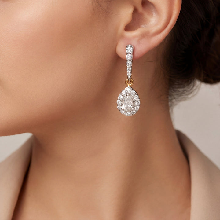 Pear Halo Drop Earrings | Gold Vermeil
