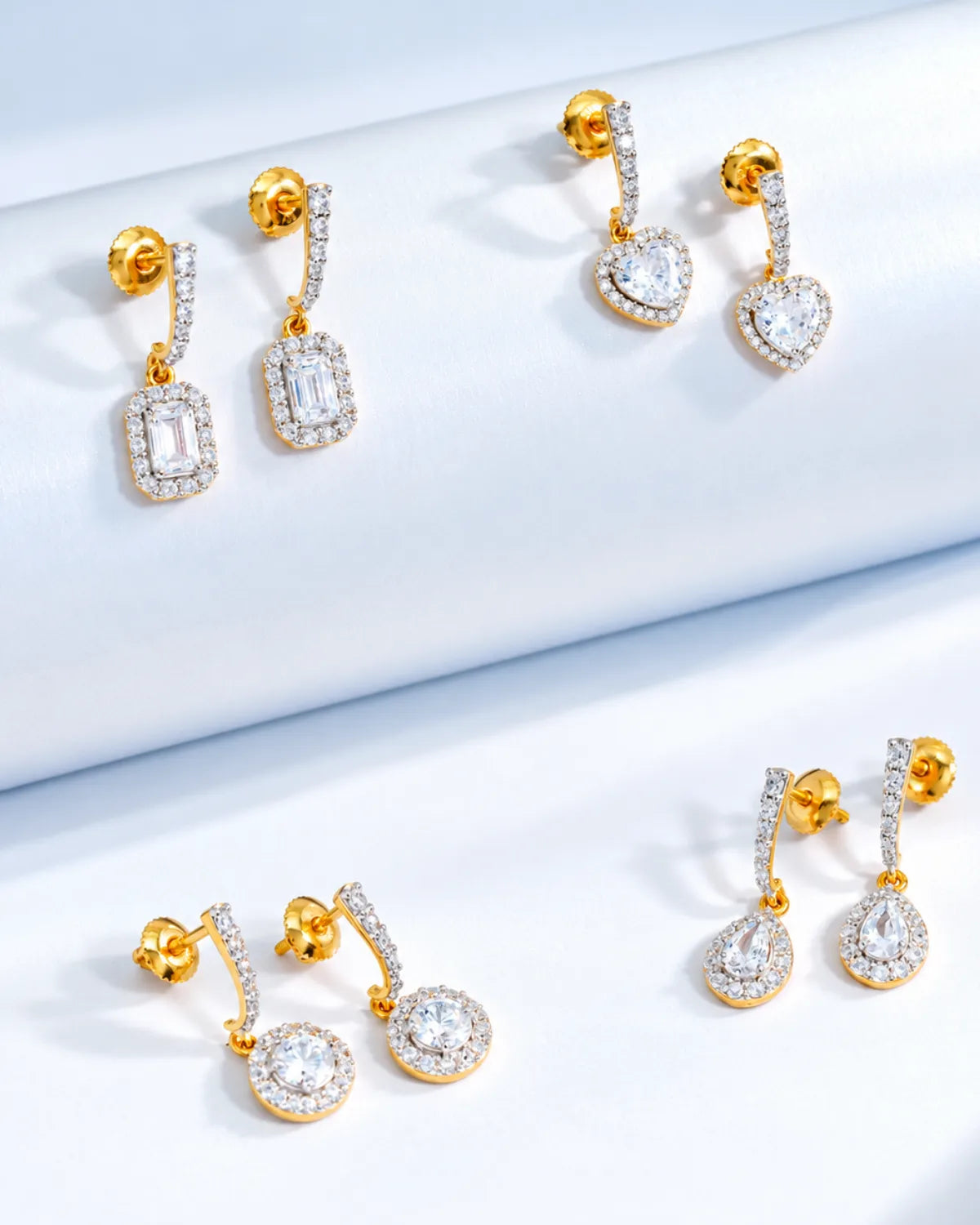 Heart Halo Drop Earrings | Gold Vermeil