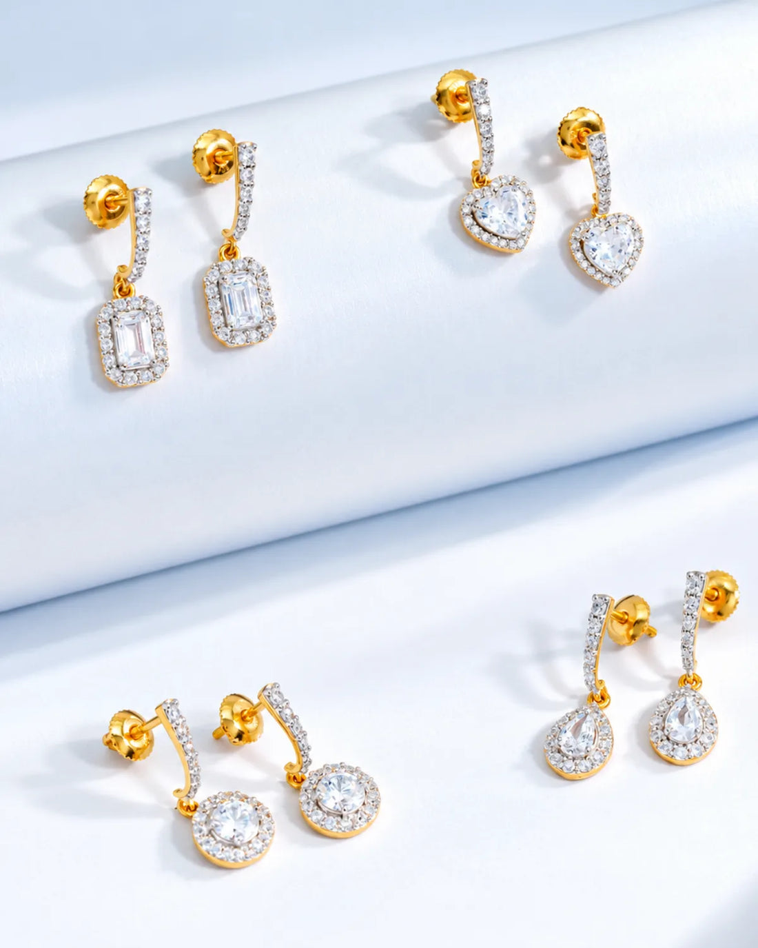 Heart Halo Drop Earrings | Gold Vermeil