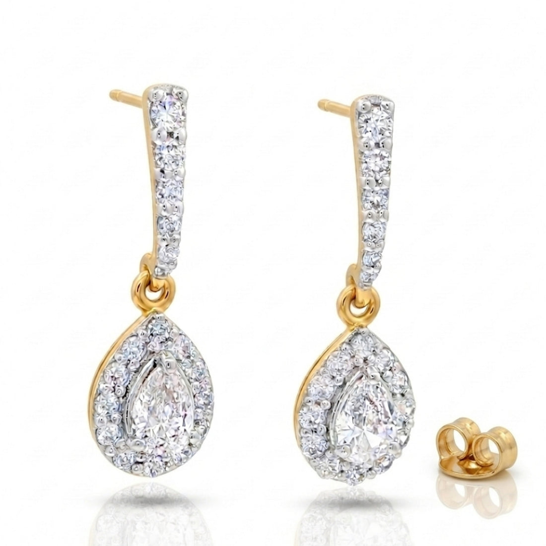 Pear Halo Drop Earrings | Gold Vermeil