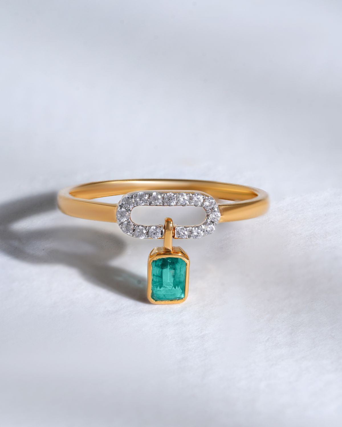 Emerald cut pave charm ring | Gold Vermeil