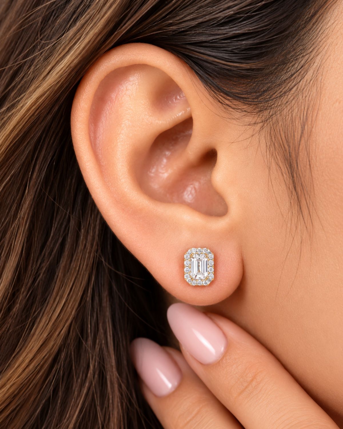Emerald Halo Studs | Gold Vermeil