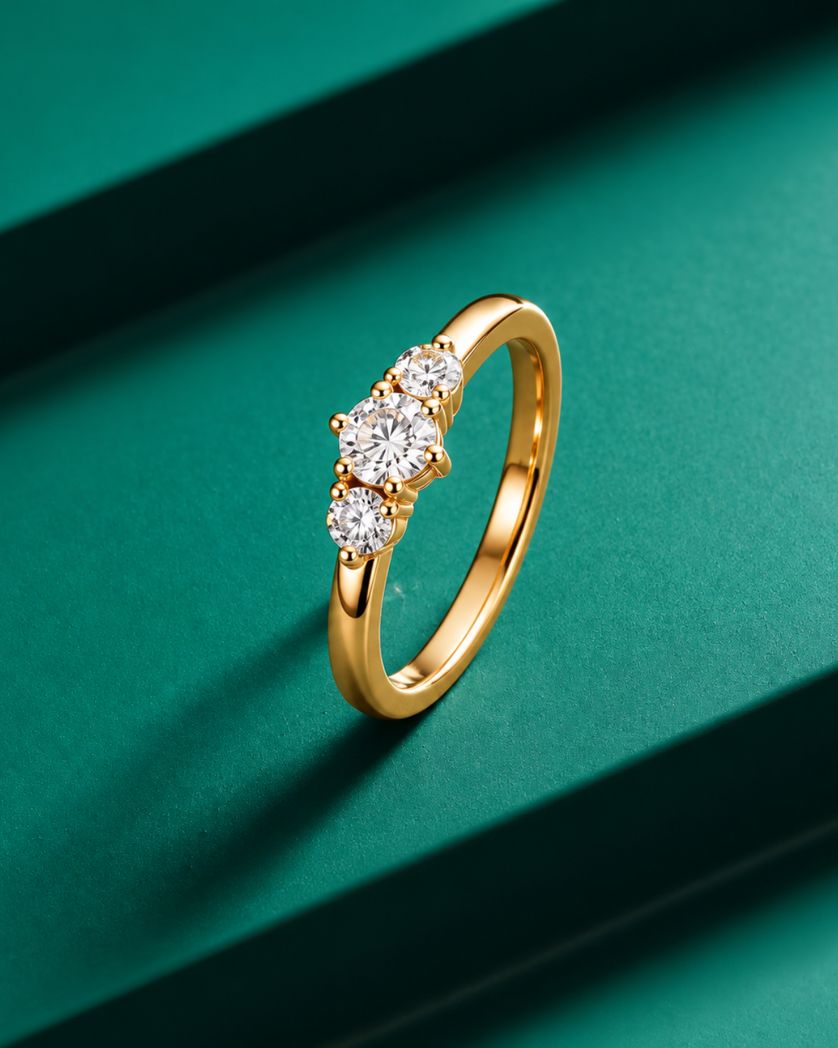 3-Stone Ring with Moissanite Diamond