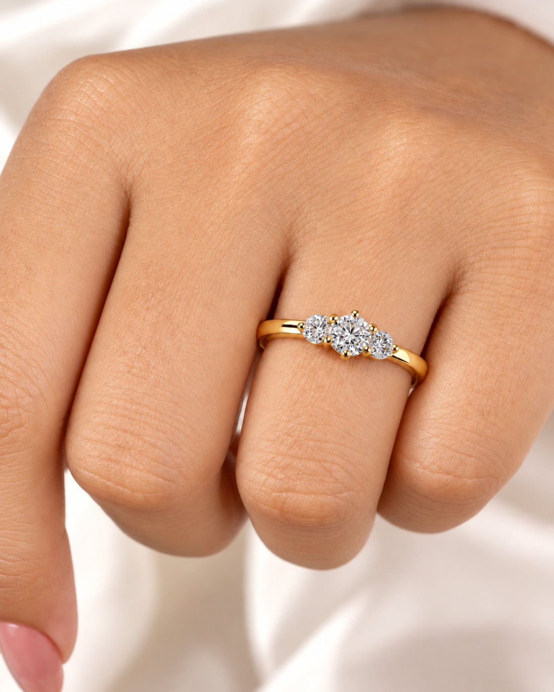 3-Stone Ring with Moissanite Diamond