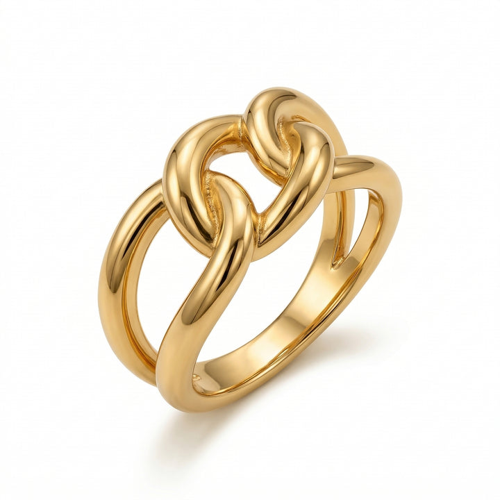 Interlocking Yellow Gold Band Ring
