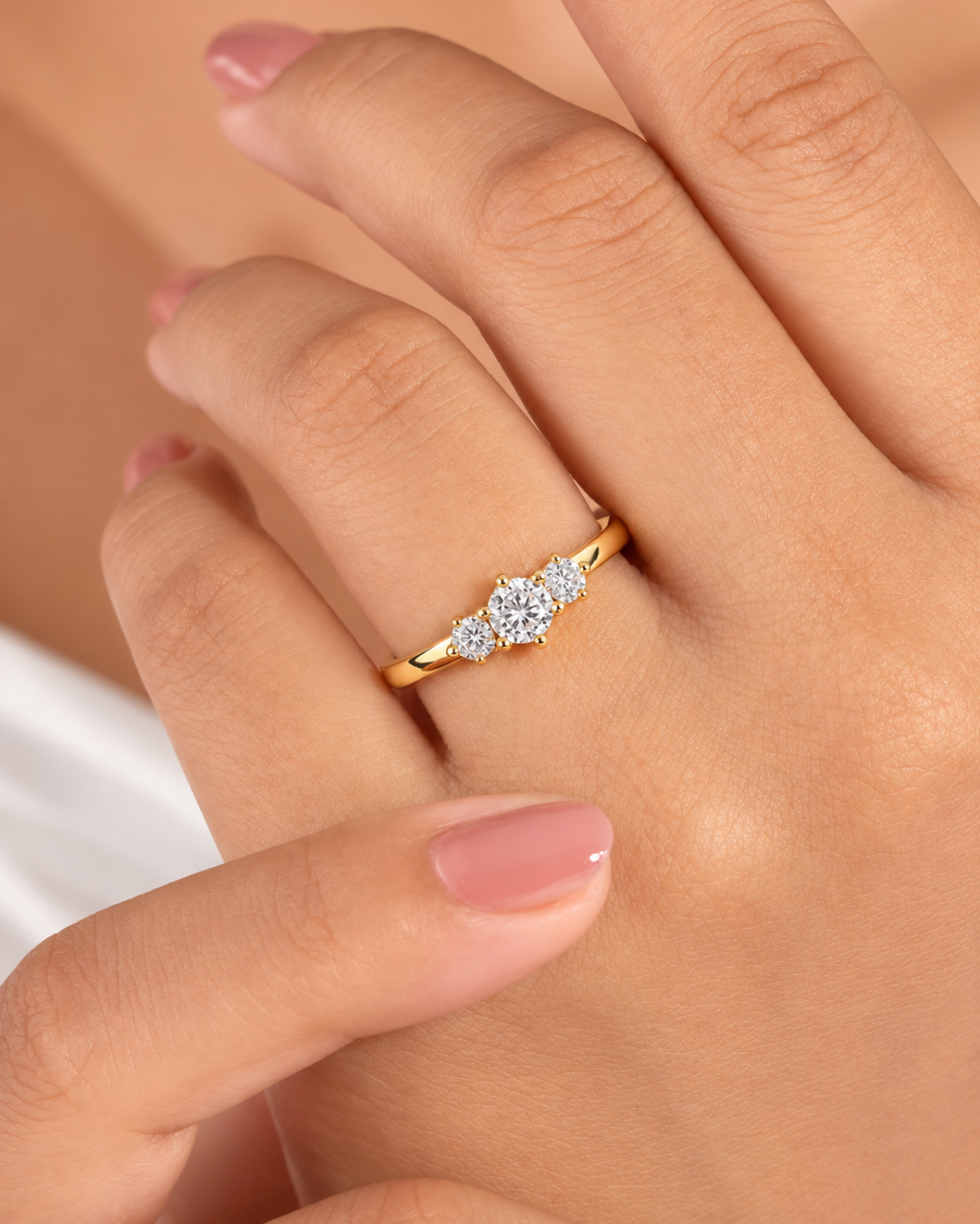 3-Stone Ring with Moissanite Diamond