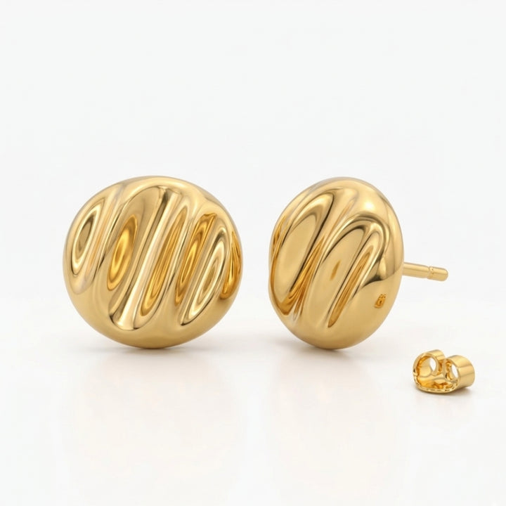 Bold Round Textured Stud Earrings