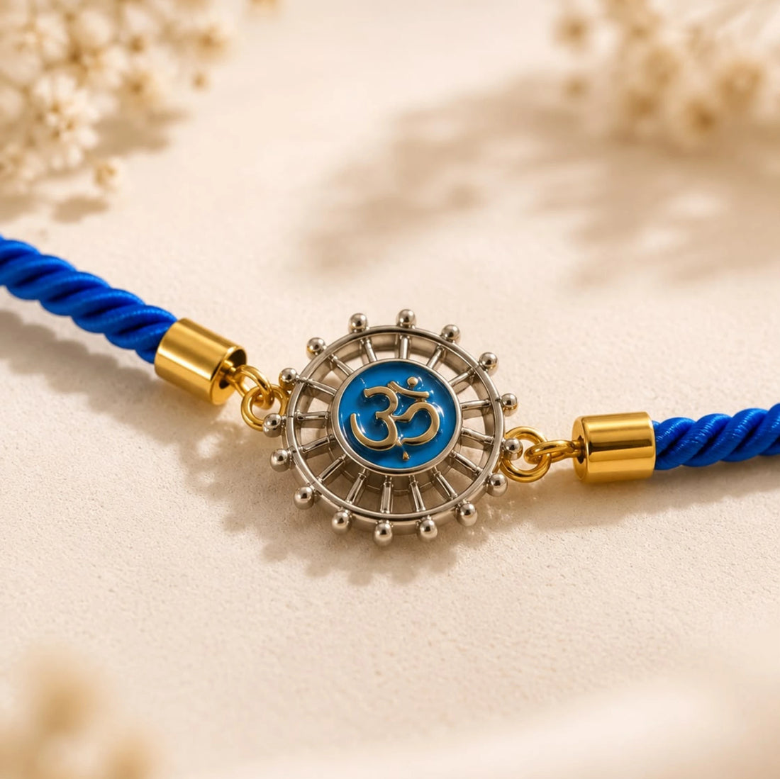 Sacred OM Shield Silver Rakhi