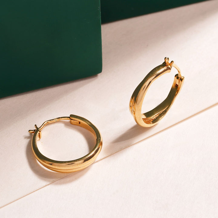 Crossover Gold Hoop Earrings