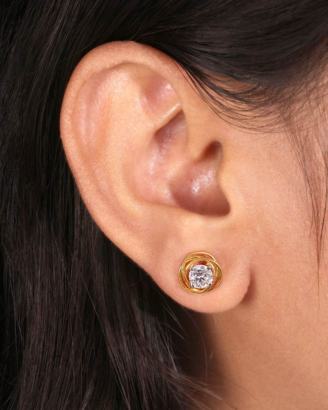 Twisted Halo Stud Earrings | Gold Vermeil