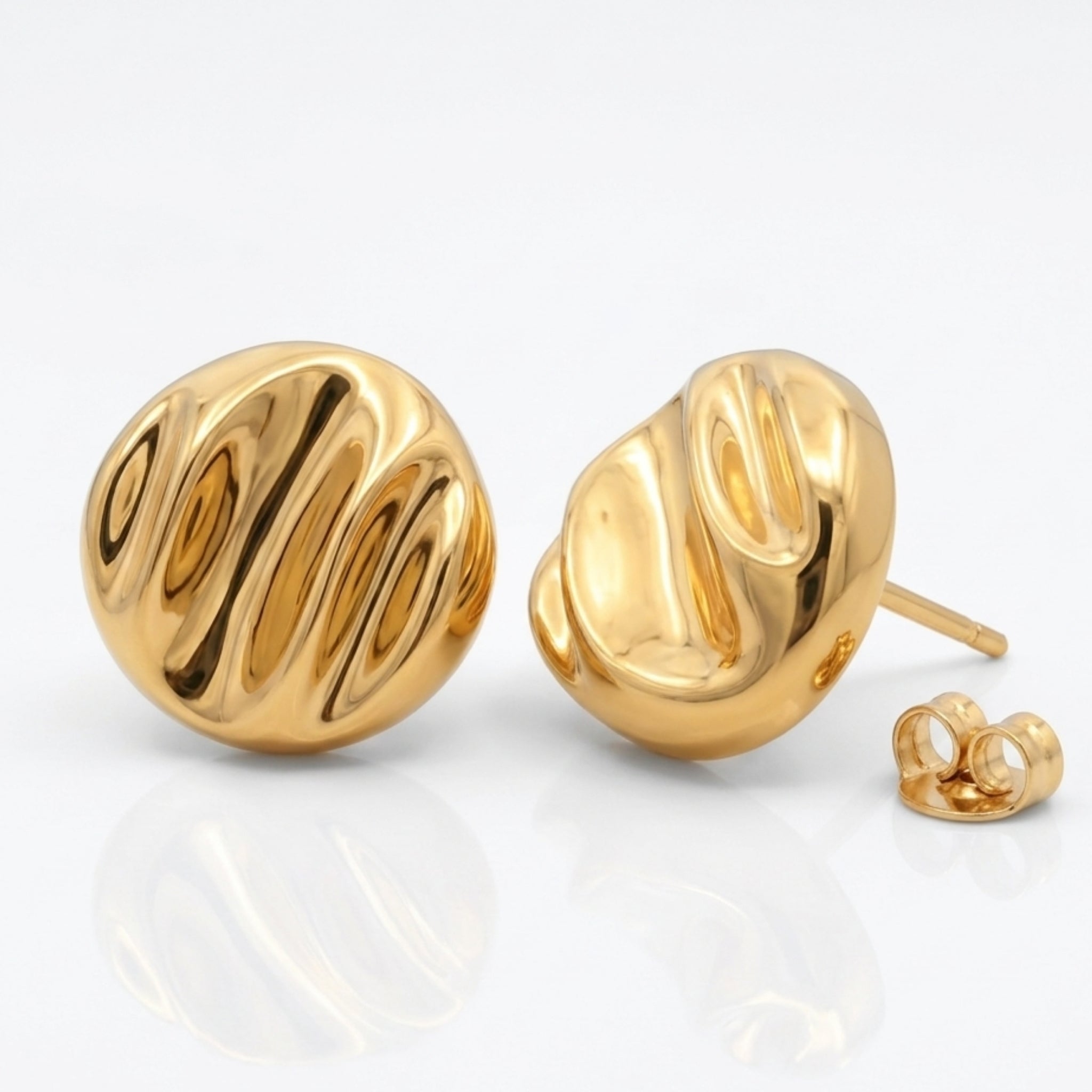 Bold Round Textured Stud Earrings