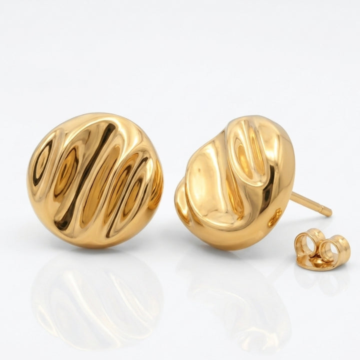 Bold Round Textured Stud Earrings