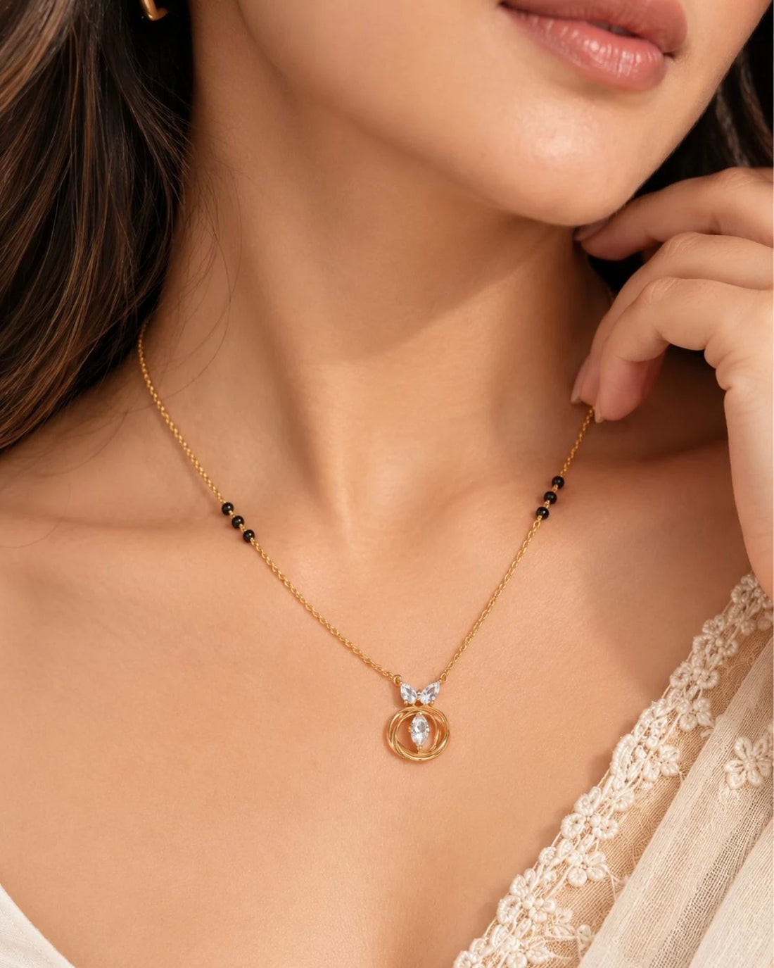 Aura Swirl Mangalsutra | Gold Vermeil