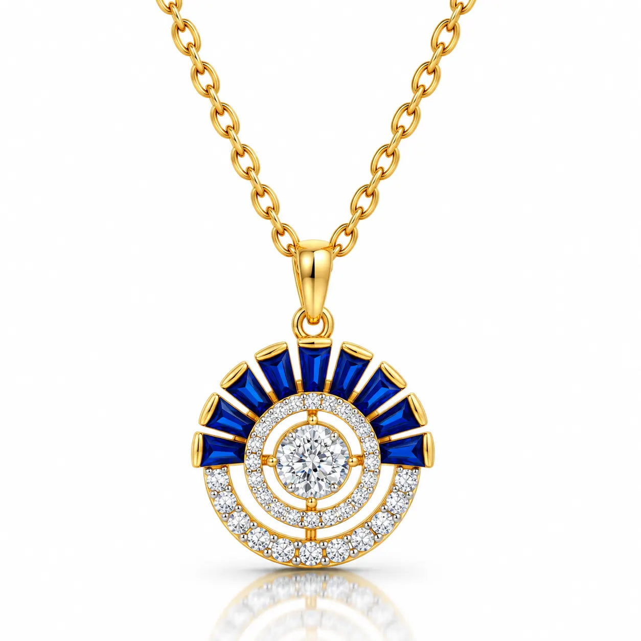 Aura Sapphire Sunburst Pendant