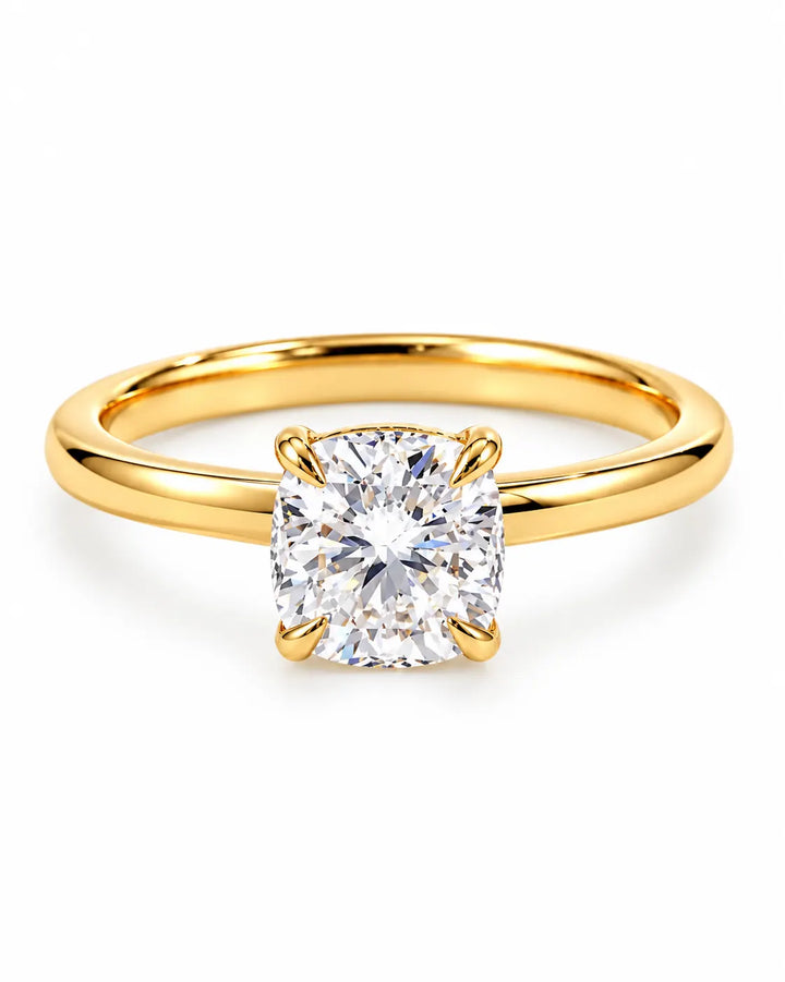 2ct Cushion cut Solitaire ring | Gold Vermeil