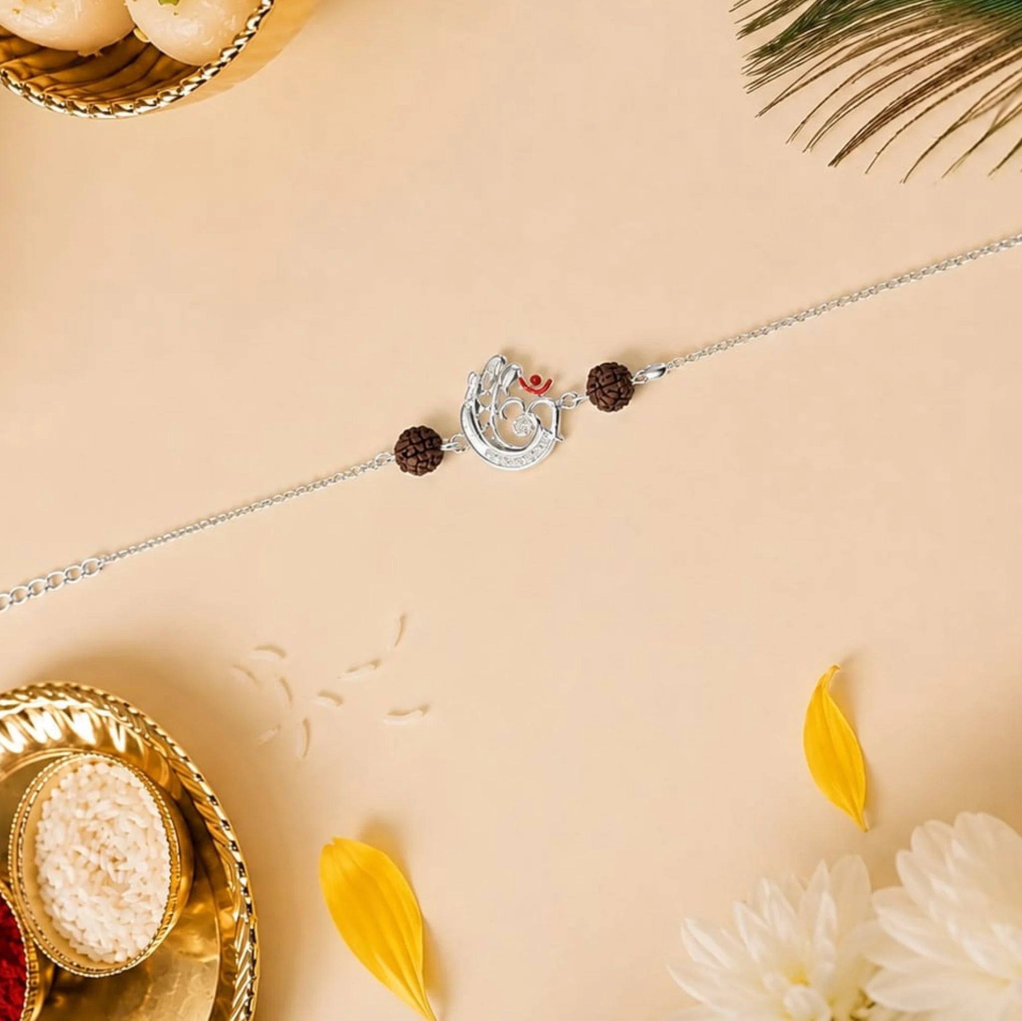 Shree Ganesh Rudraksha 925 Silver Rakhi
