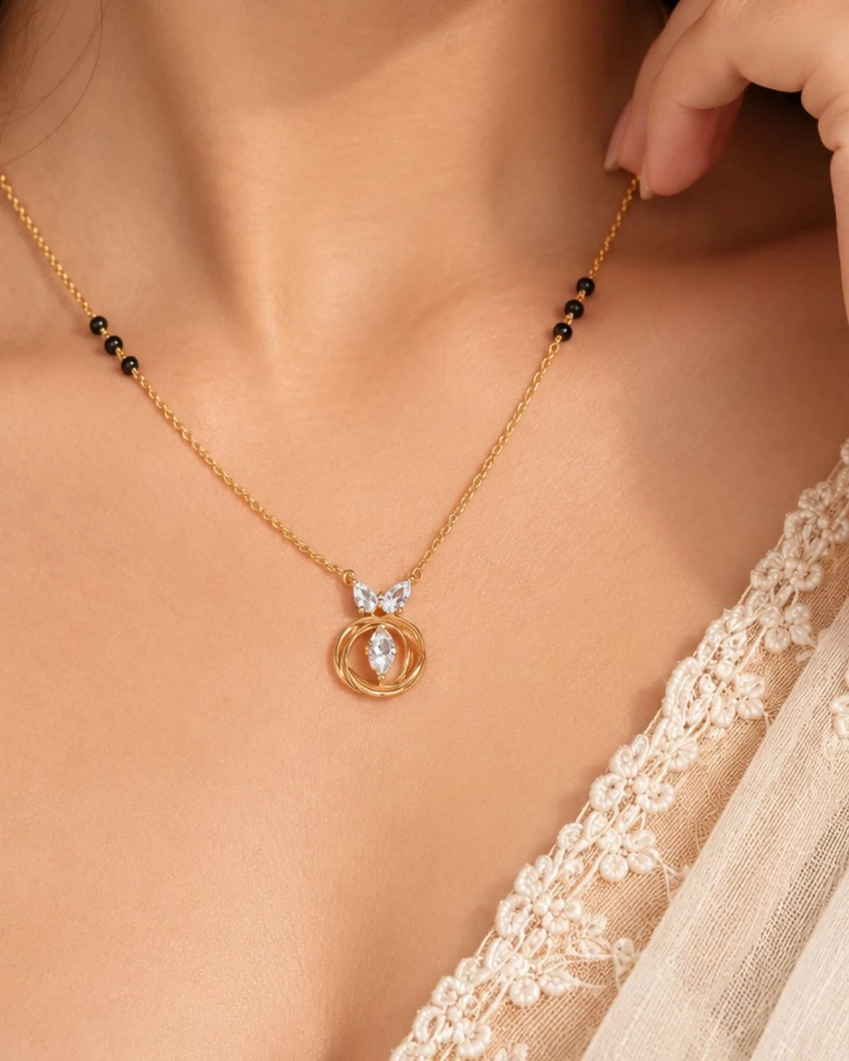 Aura Swirl Mangalsutra | Gold Vermeil