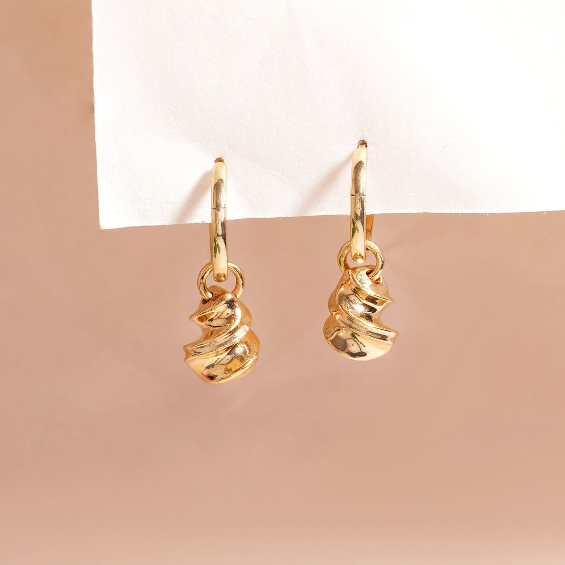 Spiral Drop Hoop Earrings | 18kt Gold Vermeil