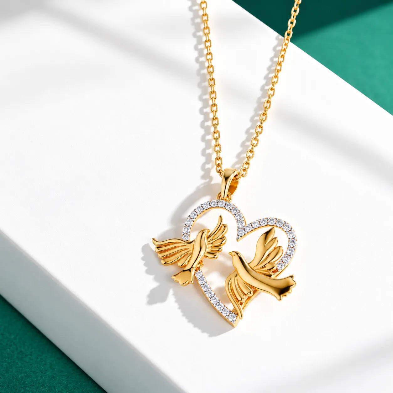 Love birds Heart Moissanite Pendant