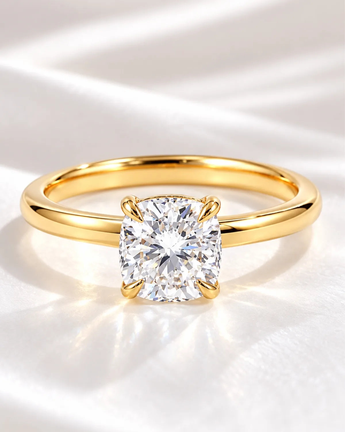 2ct Cushion cut Solitaire ring | Gold Vermeil