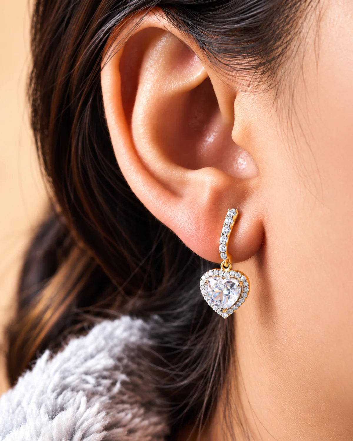 Heart Halo Drop Earrings | Gold Vermeil