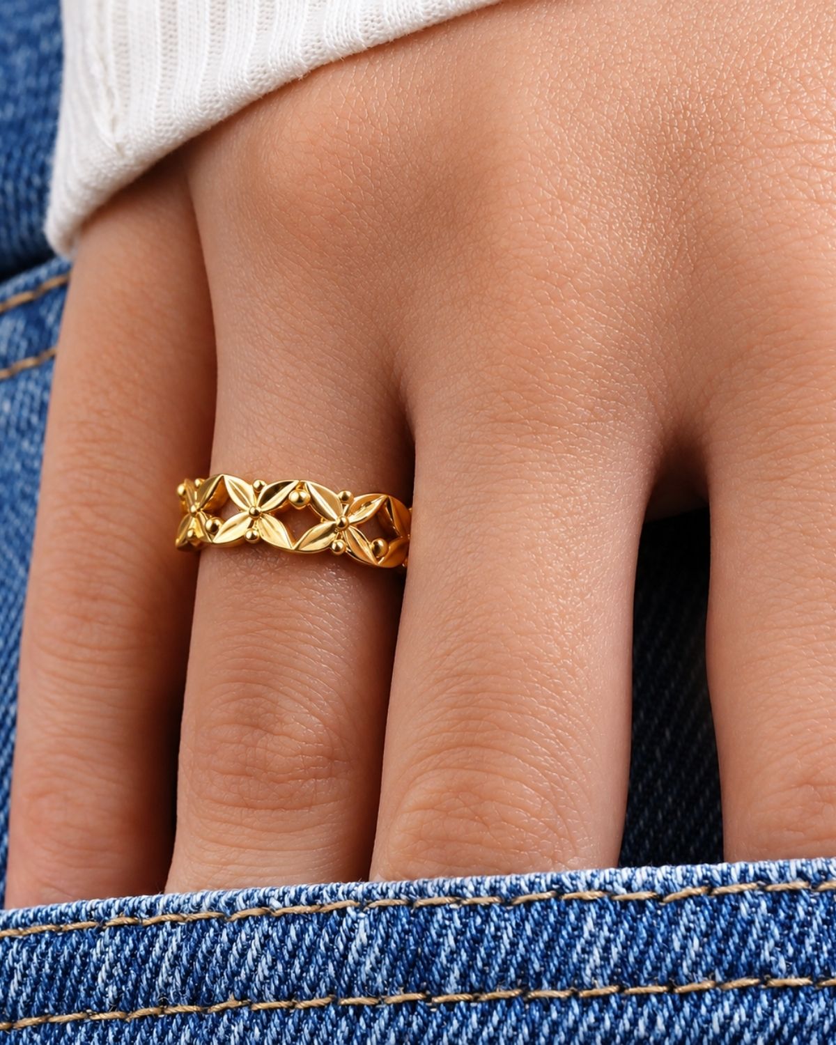 Gold-Plated Floral Eternity Band