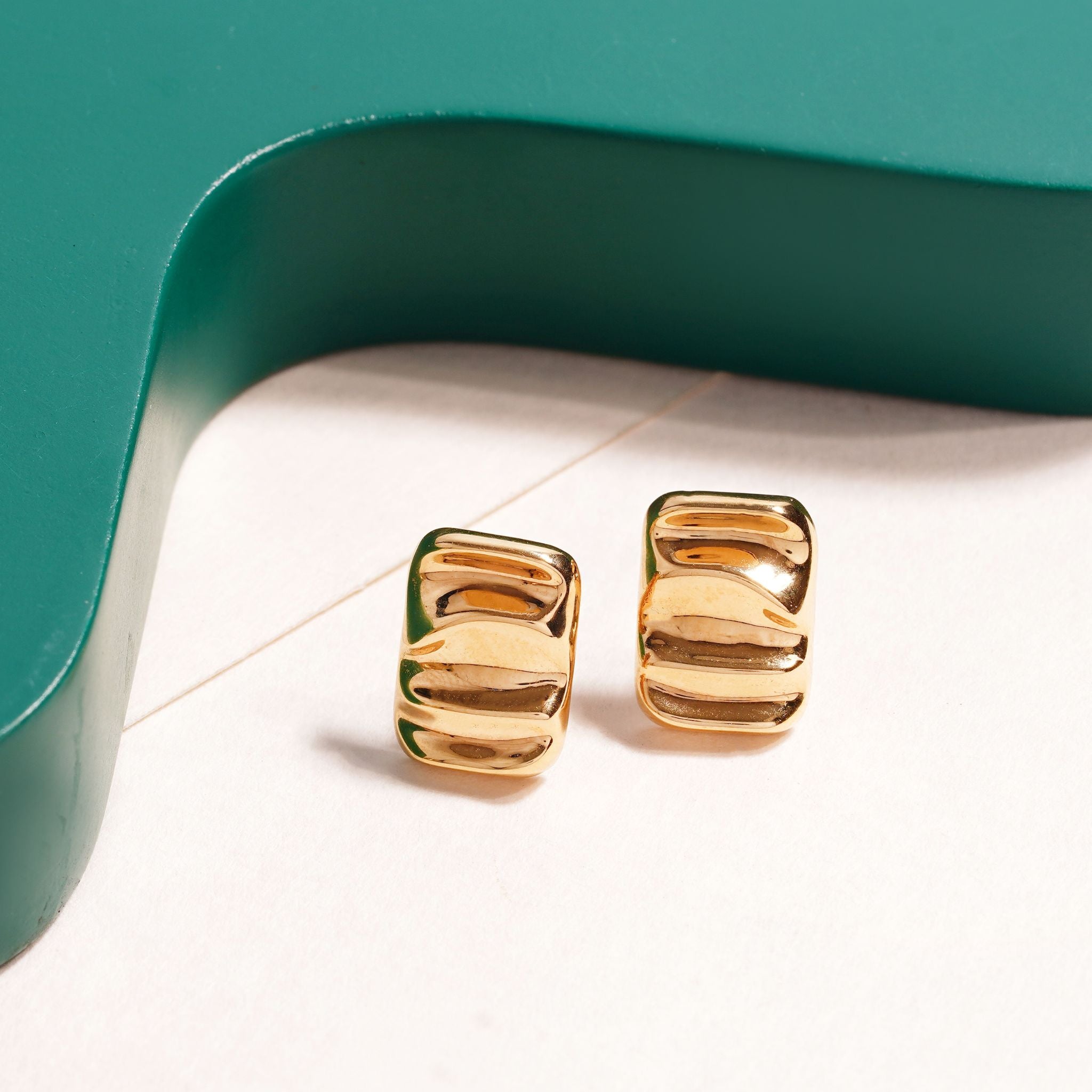 Bold Rectangle Textured Stud Earrings