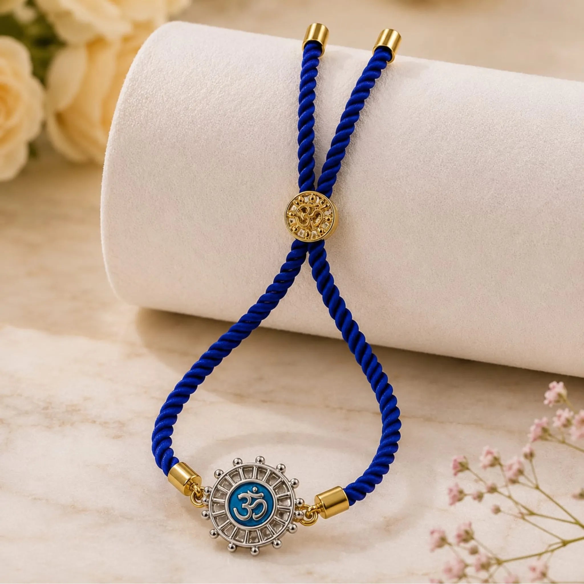 Sacred OM Shield Silver Rakhi