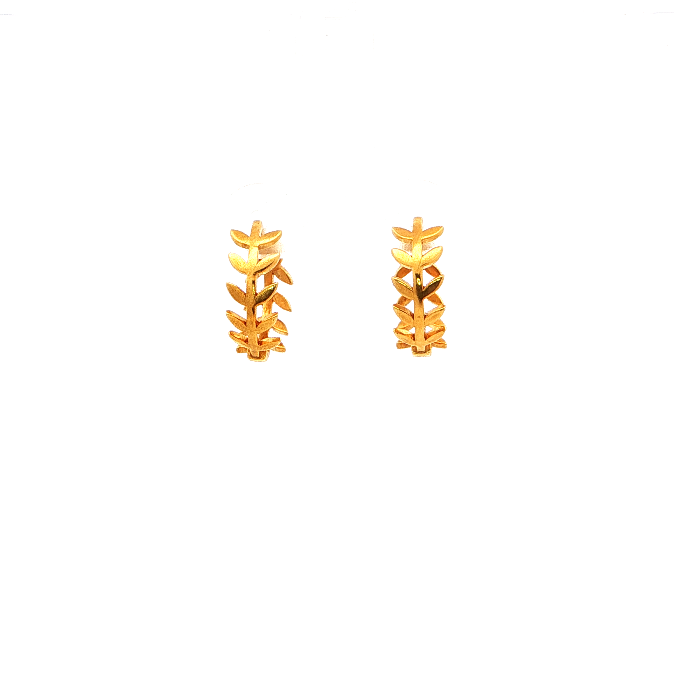 Leaf Motif Hoop Earrings | Gold Plated