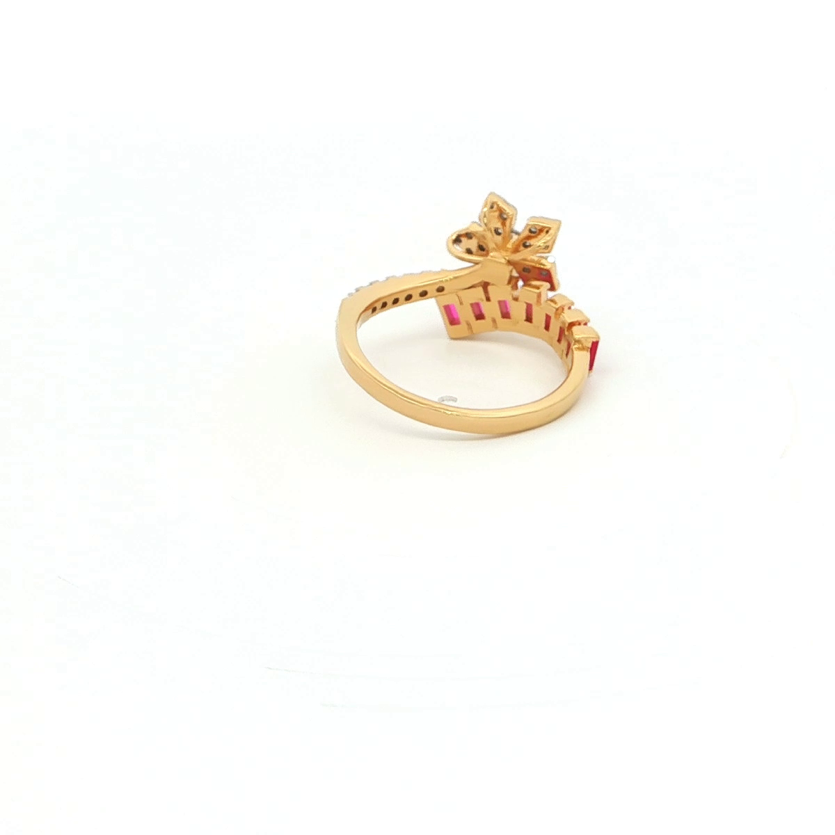Floral Ruby Monzonite Diamond Ring