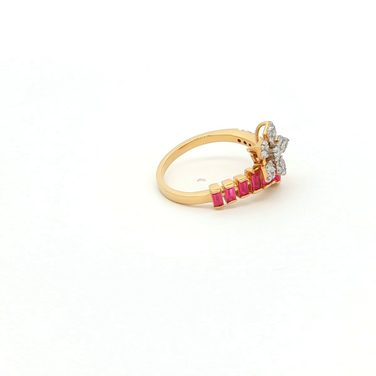 Floral Ruby Monzonite Diamond Ring