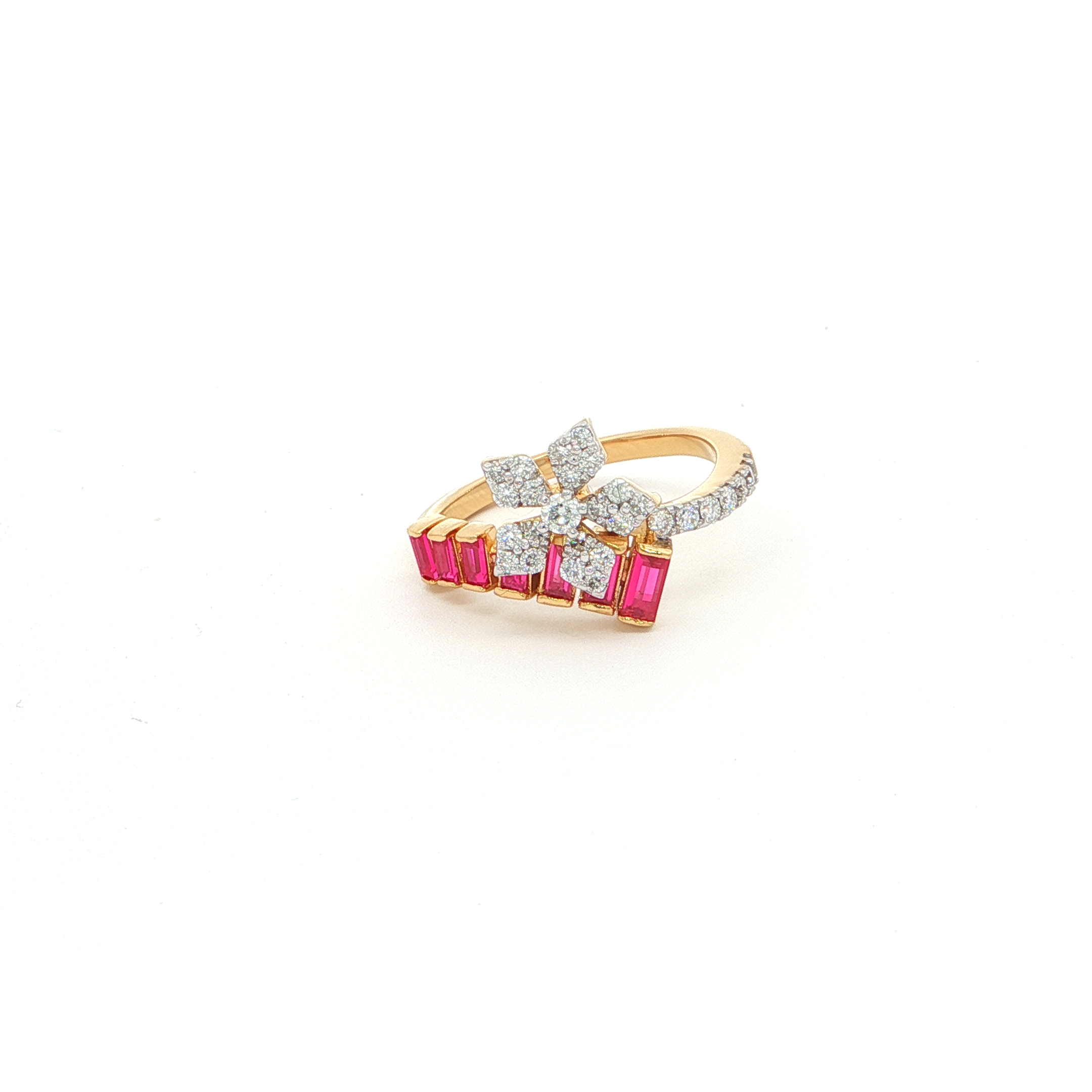 Floral Ruby Monzonite Diamond Ring