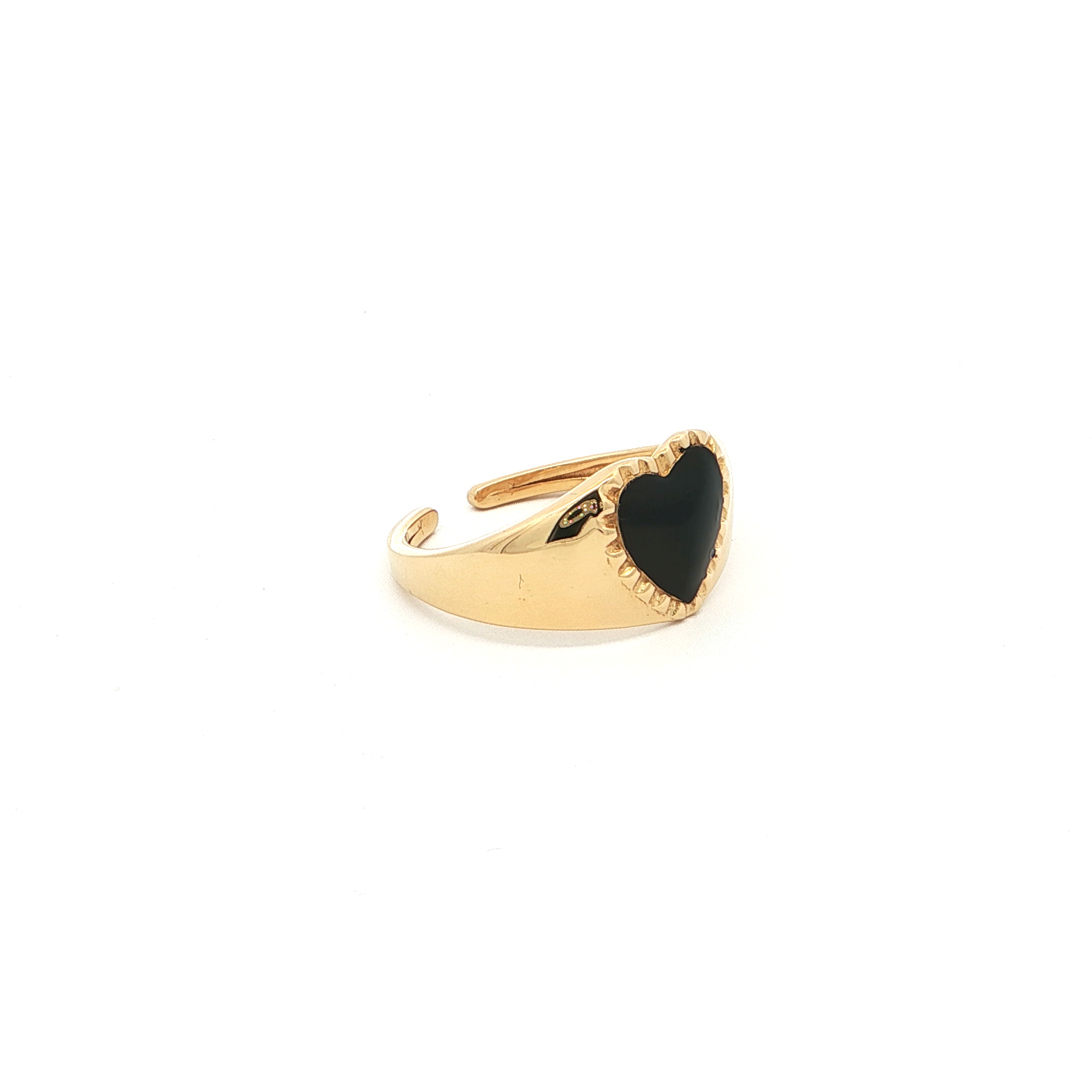 Black Enamel Heart Ring