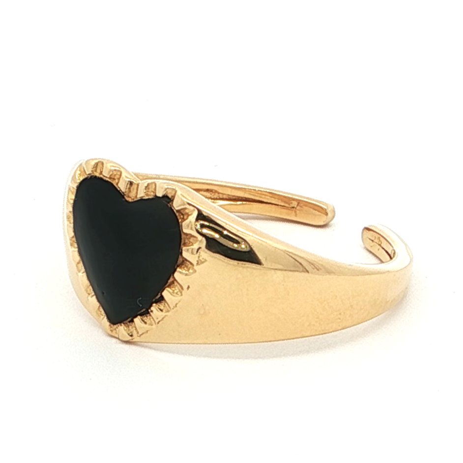 Black Enamel Heart Ring