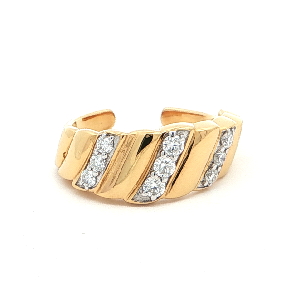 Gold-Plated Adjustable Monzonite Diamond Ring