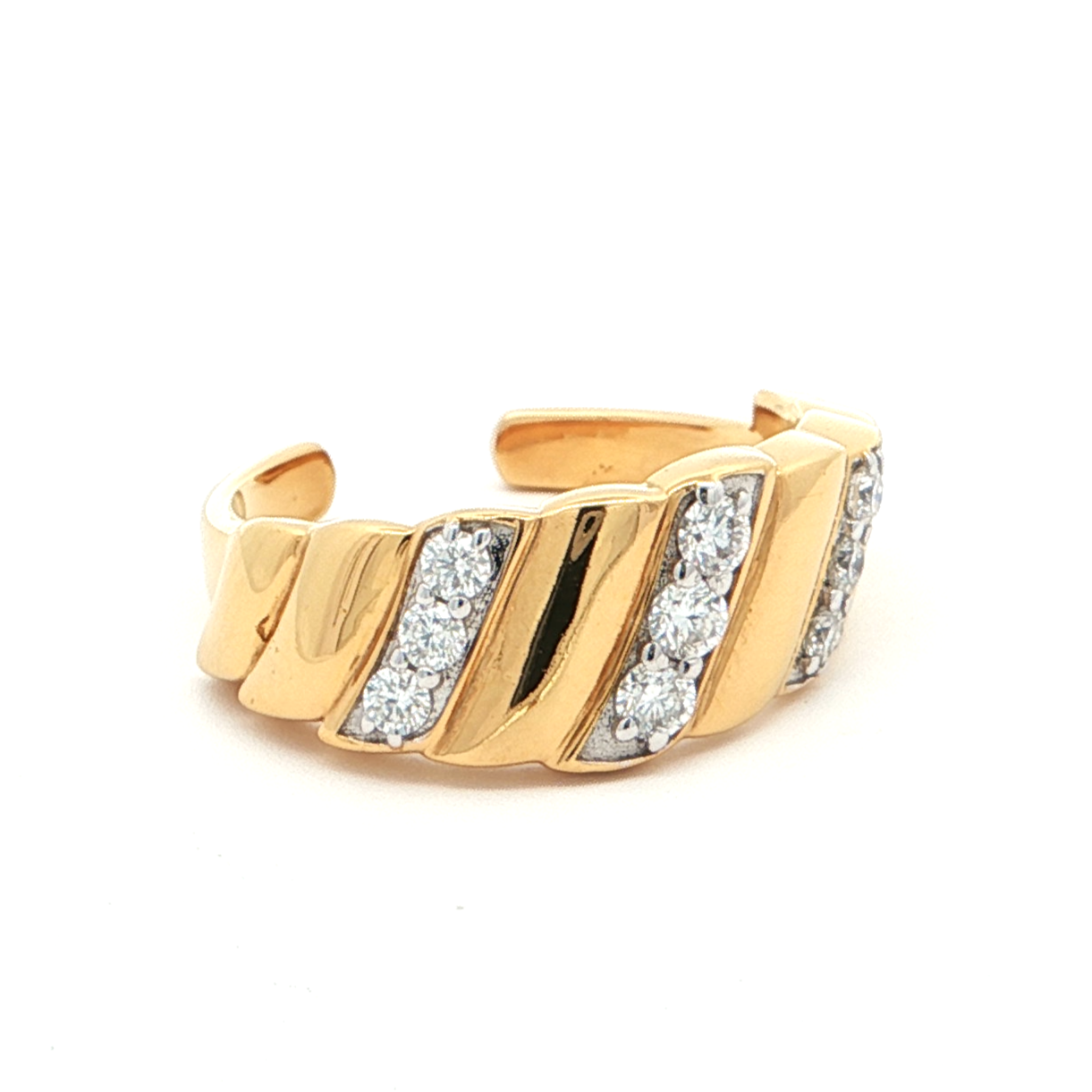 Gold-Plated Adjustable Monzonite Diamond Ring