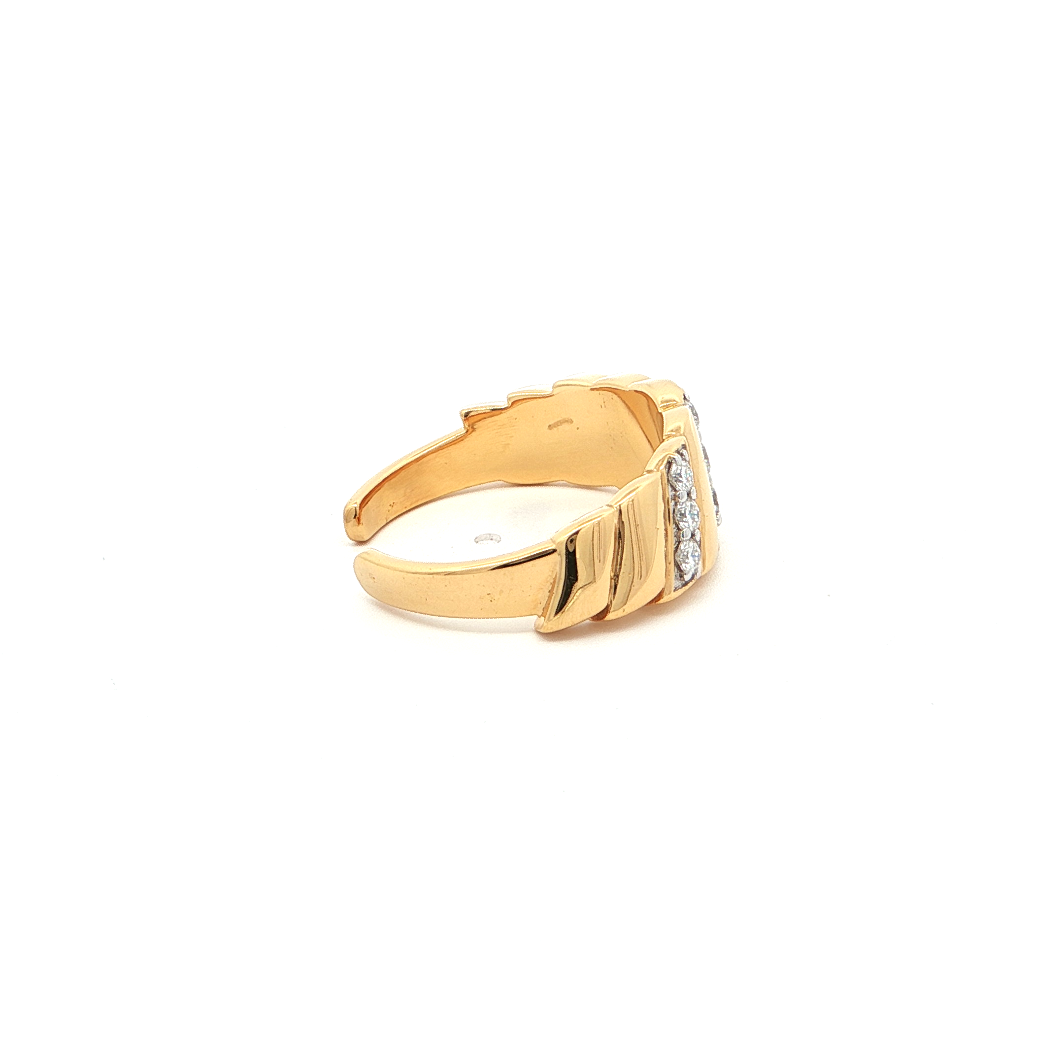 Gold-Plated Adjustable Monzonite Diamond Ring