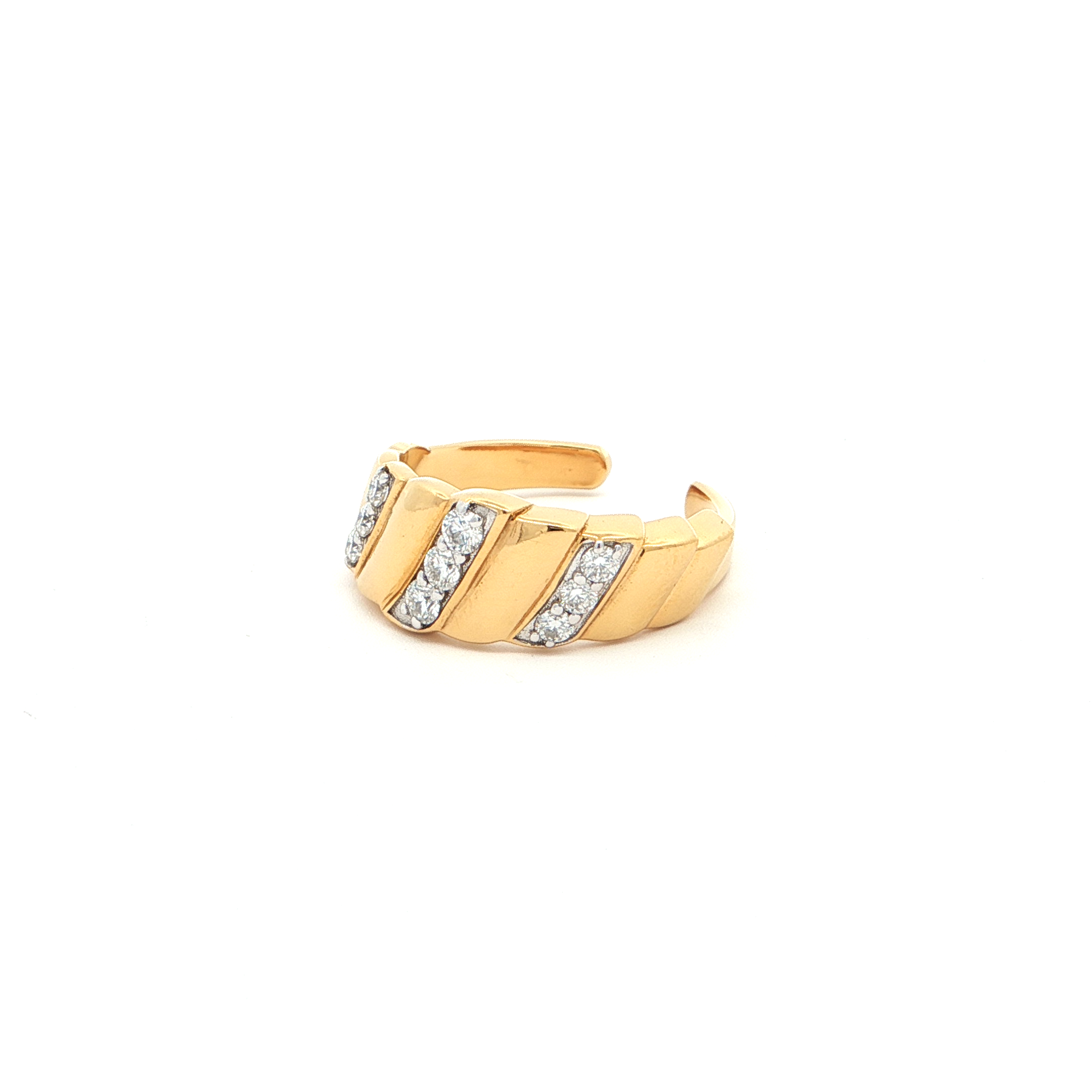 Gold-Plated Adjustable Monzonite Diamond Ring