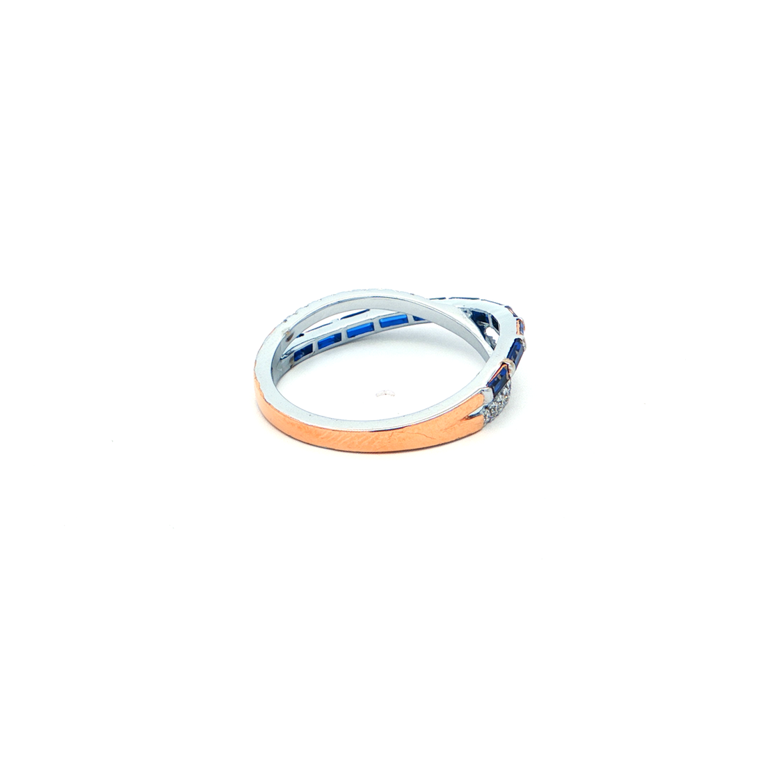 Blue Sapphire & Diamond Criss-Cross Ring