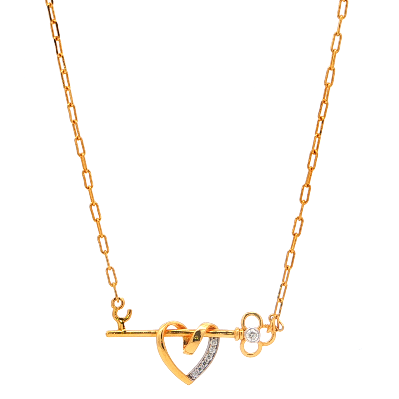Heart & Key Pendant | Gold Plated